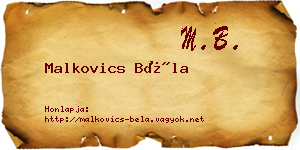 Malkovics Béla névjegykártya