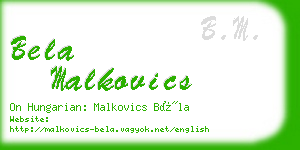 bela malkovics business card